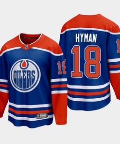 Edmonton Oilers Zach Hyman 18 2022-23 Home Royal Jersey Premier - Robokeg