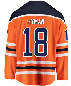 Edmonton Oilers Zach Hyman 18 Home 2022 Stanley Cup Final Breakaway Men Jersey - Orange - Robokeg