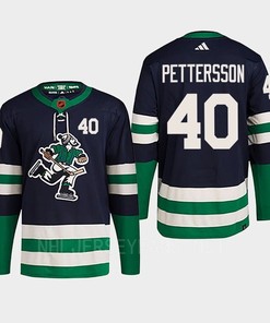 Elias Pettersson 40 Reverse Retro 2.0 2022 Vancouver Canucks Navy Jersey Primegreen - Robokeg