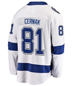 Erik Cernak 81 Tampa Bay Lightning Stanley Cup 2023 Playoffs Patch Away Breakaway Men Jersey - White - Robokeg