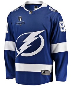 Erik Cernak 81 Tampa Bay Lightning Stanley Cup 2023 Playoffs Patch Home Breakaway Men Jersey - Blue - Robokeg