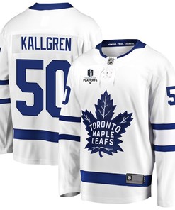 Erik Kallgren 50 Toronto Maple Leafs Stanley Cup 2023 Playoffs Patch Away Breakaway Men Jersey - White - Robokeg