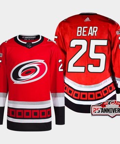 Ethan Bear 25 Carolina Hurricanes Red Jersey 2022-23 Third 25th Anniversary - Robokeg