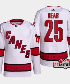 Ethan Bear 25 Carolina Hurricanes White Jersey 2022-23 Away 25th Anniversary - Robokeg