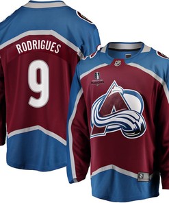 Evan Rodrigues 9 Colorado Avalanche Stanley Cup 2023 Playoffs Patch Home Breakaway Men Jersey - Burgundy - Robokeg