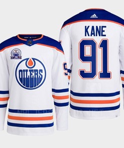 Evander Kane 91 Edmonton Oilers White Jersey 2022 Lee Ryan Hall Of Fame Patch Away - Robokeg