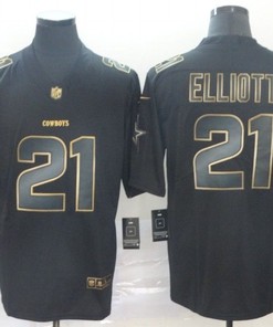 Ezekiel Elliott #21 Dallas Cowboys Nfl Explosion Legendary Gold Black Jersey - Robokeg