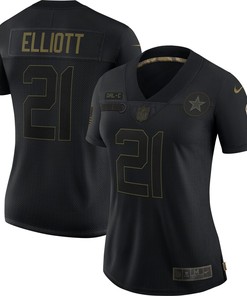 Ezekiel Elliott Dallas Cowboys Womens 2020 Salute To Service Limited Jersey - Black - Robokeg