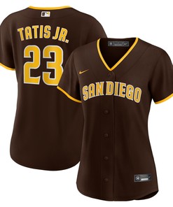 Fernando Tatis Jr San Diego Padres Womens Road Replica Player Jersey Brown Mlb - Robokeg