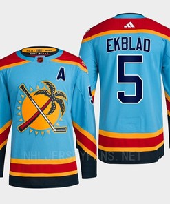 Florida Panthers 2023 Reverse Retro 2.0 Aaron Ekblad 5 Blue Primegreen Jersey Men's - Robokeg