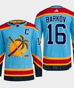 Florida Panthers 2023 Reverse Retro 2.0 Aleksander Barkov 16 Blue Primegreen Jersey Men's - Robokeg