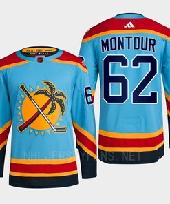 Florida Panthers 2023 Reverse Retro 2.0 Brandon Montour 62 Blue Primegreen Jersey Men's - Robokeg