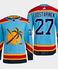 Florida Panthers 2023 Reverse Retro 2.0 Eetu Luostarinen 27 Blue Primegreen Jersey Men's - Robokeg
