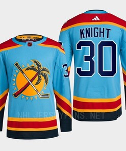 Florida Panthers 2023 Reverse Retro 2.0 Spencer Knight 30 Blue Primegreen Jersey Men's - Robokeg