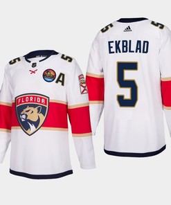 Florida Panthers Aaron Ekblad 5 2023 All-Star Patch Away White Jersey - Robokeg