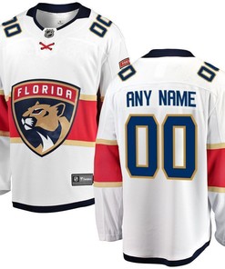 Florida Panthers Away Breakaway Custom Jersey - White - Robokeg