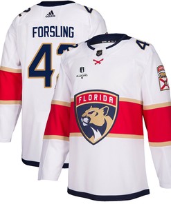 Florida Panthers Gustav Forsling 42 Away 2023 Stanley Cup Playoffs Breakaway Men Jersey - White - Robokeg