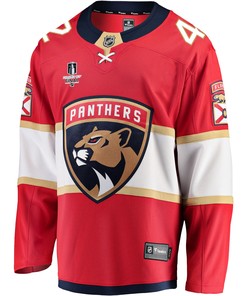 Florida Panthers Gustav Forsling 42 Home 2023 Stanley Cup Final Breakaway Men Jersey - Red - Robokeg