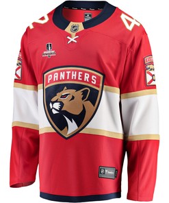 Florida Panthers Gustav Forsling 42 Home 2023 Stanley Cup Playoffs Breakaway Men Jersey - Red - Robokeg