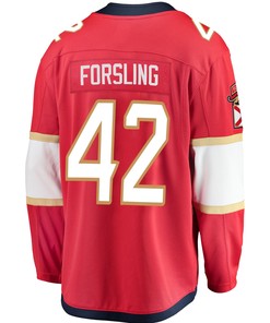 Florida Panthers Gustav Forsling 42 Home 2023 Stanley Cup Playoffs Breakaway Men Jersey - Red - Robokeg