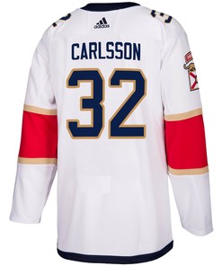 Florida Panthers Lucas Carlsson 32 Away 2023 Stanley Cup Playoffs Breakaway Men Jersey - White - Robokeg