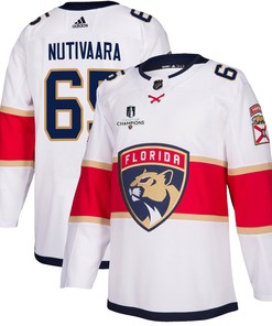 Florida Panthers Markus Nutivaara 65 Away 2023 Stanley Cup Champions Breakaway Men Jersey - White - Robokeg