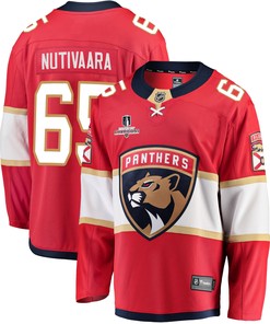 Florida Panthers Markus Nutivaara 65 Home 2023 Stanley Cup Champions Breakaway Men Jersey - Red - Robokeg