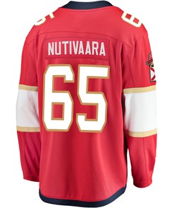 Florida Panthers Markus Nutivaara 65 Home 2023 Stanley Cup Champions Breakaway Men Jersey - Red - Robokeg