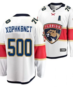 Florida Panthers Patric Hornqvist 2023 Jersey White Cyrillic Alphabet 500 Honor Bobrovsky Jersey Jersey - Robokeg