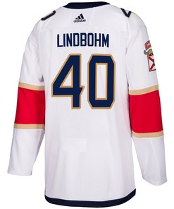 Florida Panthers Petteri Lindbohm 40 Away 2023 Stanley Cup Final Breakaway Men Jersey - White - Robokeg