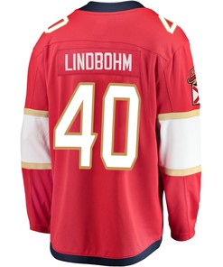 Florida Panthers Petteri Lindbohm 40 Home 2023 Stanley Cup Final Breakaway Men Jersey - Red - Robokeg