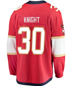 Florida Panthers Spencer Knight 30 Home 2023 Stanley Cup Champions Breakaway Men Jersey - Red - Robokeg