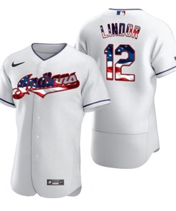 Francisco Lindor #12 2020 Mlb American Flag White Jersey - Robokeg