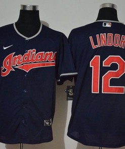 Francisco Lindor #12 2020 Mlb Black Blue Jersey - Robokeg