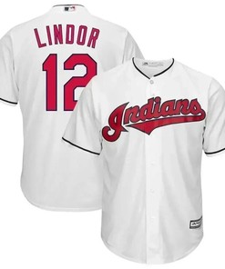 Francisco Lindor Cleveland Indians Home Big And Tall Cool Base Player Jersey - White Color - Robokeg