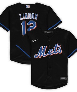 Francisco Lindor New York Mets Toddler Alternate Replica Player Jersey - Black Mlb - Robokeg