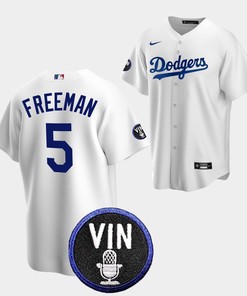Freddie Freeman Honor Vin Scully Los Angeles Dodgers White 5 Jersey - Robokeg