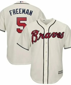 Freddie Freeman Jersey, Atlanta Braves Official Cool Base Player Jersey - Cream - Robokeg