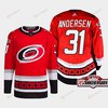 Frederik Andersen 31 Carolina Hurricanes Red Jersey 2022-23 Third 25th Anniversary - Robokeg