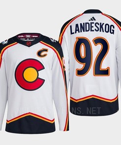 Gabriel Landeskog 92 Reverse Retro 2.0 2022 Colorado Avalanche White Jersey Primegreen - Robokeg