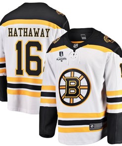 Garnet Hathaway 16 Boston Bruins Stanley Cup 2023 Playoffs Patch Away Breakaway Men Jersey - White - Robokeg