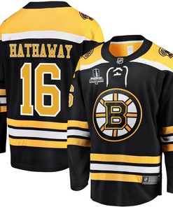 Garnet Hathaway 16 Boston Bruins Stanley Cup 2023 Playoffs Patch Home Breakaway Men Jersey - Black - Robokeg
