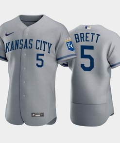 George Brett 5 Kansas City Royals 2022-23 Gray Men's Jersey - Robokeg