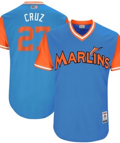 Giancarlo Stanton Cruz Marlins #27 Mlb Nickname Brandedition Blue Jersey - Robokeg