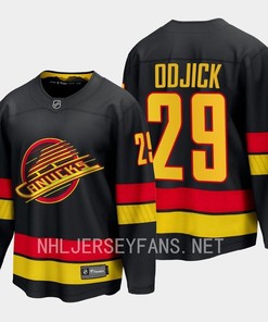 Gino Odjick 29 Vancouver Canucks 2023-24 Alternate Jersey Flying Skate Black - Robokeg