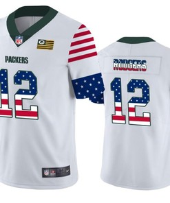 Green Bay Packers 12 White Throwback Flag Jersey - Robokeg
