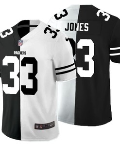 Green Bay Packers Aaron Jones #33 Nfl 2020 Black And White Jersey - Robokeg