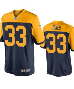 Green Bay Packers Aaron Jones Navy 100th Season Throwback Jersey - Robokeg
