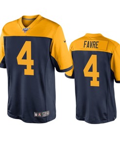 Green Bay Packers Brett Favre Navy 100th Season Throwback Jersey - Robokeg