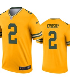 Green Bay Packers Mason Crosby Gold Inverted Legend Jersey - Robokeg